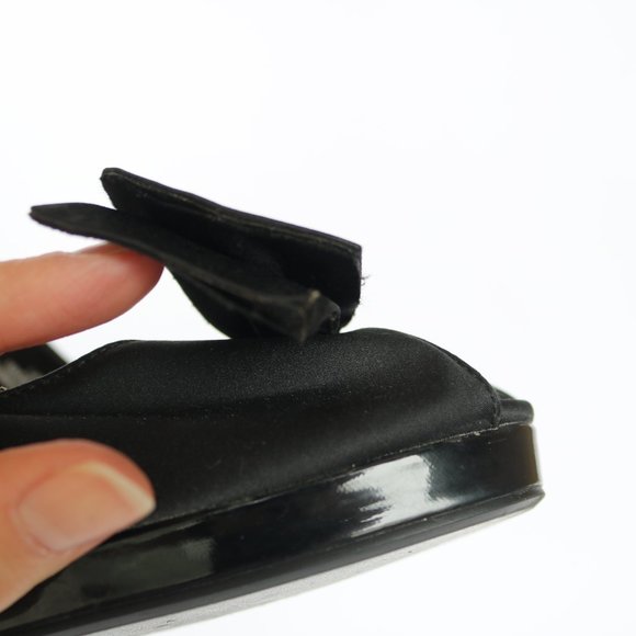 Black Peep Toe sling back pumps with bow - Picture 8 of 9